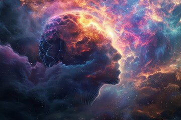 Brain knowledge explosion Creativity and intellect. concept art Human mind expansion