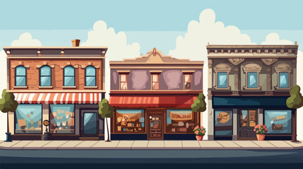 Shops and stores vector 2D illustration.