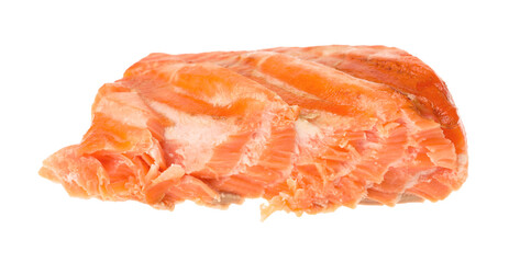 Piece of tasty grilled salmon isolated on white