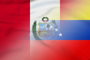 Obraz premium Peru and Venezuela government flag transborder negotiation VEN PER