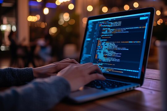 Diligent programmer Coding expertise Laptop focus. software development User interface design Professional growth