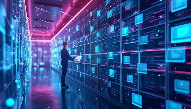 Document Archiving and Retrieval, Showcase the ease of document archiving and retrieval with an image featuring a searchable database of archived documents, AI