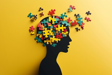 Human mind puzzle Cognitive psychology concept. psychotherapy symbol Mental health exploration