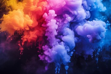 Fototapeta na wymiar Multicolored neon smoke clubs A vibrant and abstract explosion of color Resembling a burst of holi paint