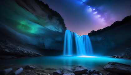 fluorescent waterfall