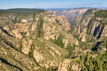 Fototapeta na wymiar Aerial View of Sedona Canyon Cliffs and Vegetation
