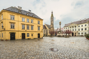 The Main Square in Sopron town, Hungary, Europe.