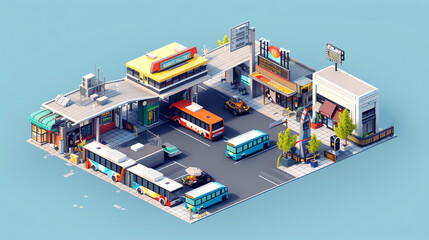 Isometric Bus Station Tileset