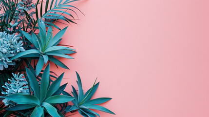 Plants with a pink background provide ample space for textual content in a lifestyle fashion banner Background