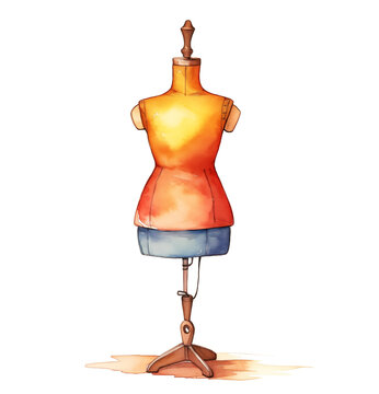 watercolor manequin on white background isolated