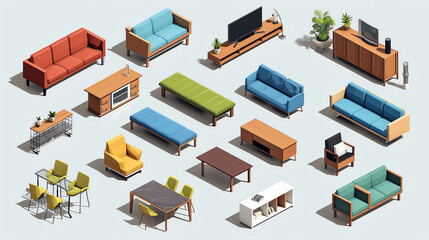 Fototapeta premium Furniture Tileset for Game