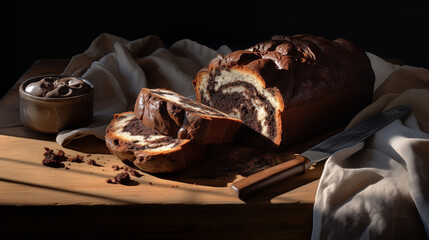 Marbled chocolate loaf of bread