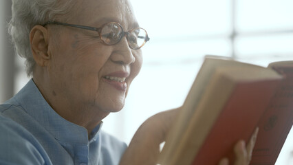 elderly read a book at home