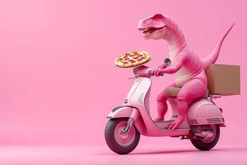 Obraz na płótnie Canvas a dinosaur on a scooter
