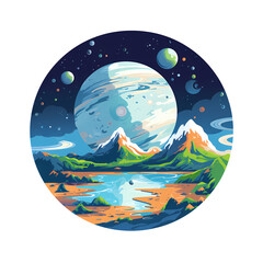 planet art illustrations for stickers, tshirt design, poster etc