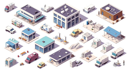 Obraz premium Isometric Hospital Tileset