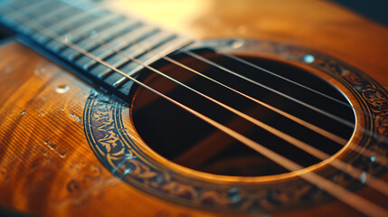 close up of a guitar strings