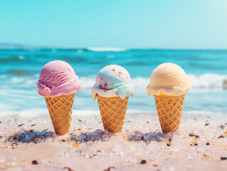 Summertime Indulgence: Ice Cream Delight on the Sunny Beach