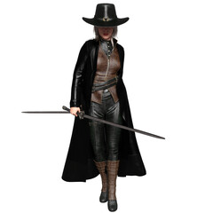 3d rendered illustration of a fantasy wild west assassin 