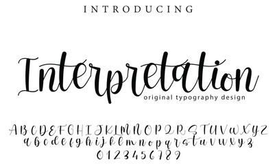 Interpretation Font Stylish brush painted an uppercase vector letters, alphabet, typeface