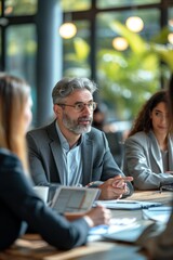 Corporate Business Photography of An Annual Performance Review Meeting,  Between Employees and Managers, Generative AI
