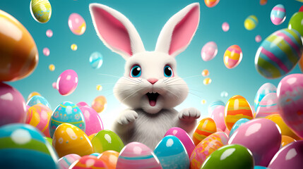 Obraz na płótnie Canvas Easter background, many colorful Easter eggs