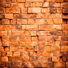 Grunge background with the texture of old brick wall. Antique masonry with bricks of different sizes and colors creates an original texture.