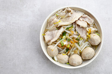 Thai pork noodle clear soup