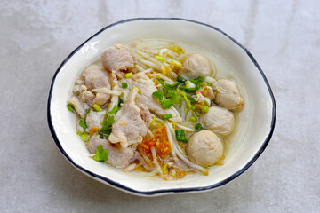 Thai pork noodle clear soup