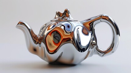 Modern designer's teapot isolated on white background.
