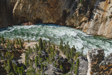 The Yellowstone River flowing through the Grand Canyon in Yellowstone National Park
