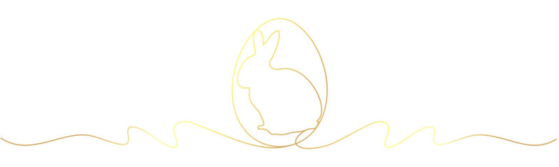 Illustration of rabbit in egg for easter day with gold lineart style	