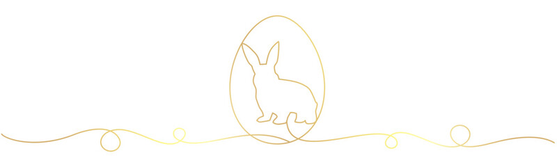 rabbit in egg for easter day with gold lineart style of illustration vector