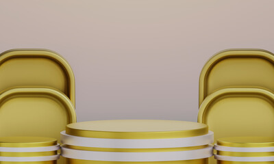 Golden Podium 3D Render, Golden Podium for Product Display, The Golden Stage