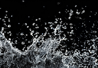 Obraz premium 水しぶきをあげるイメージ背景素材 モーショングラフィック 背景黒