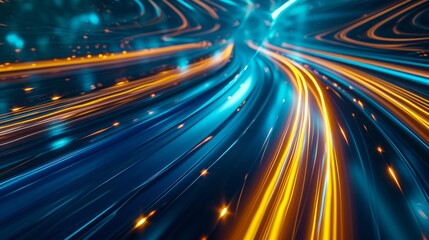 Obraz premium Blurry Photo of Highway With Lights, Vibrant Night Traffic Scene Captured in Motion Blur
