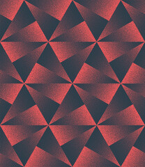 Split Triangles Grid Seamless Pattern Trend Vector Red Abstract Background. Motley Halftone Art Illustration for Textile Print. Endless Graphic Repetitive Stylish Abstraction Wallpaper Dotwork Texture