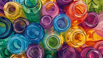 Kaleidoscope of Colorful Glass Bottles - Abstract Pattern Photography