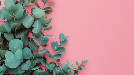 Plants with Pink color Background copy space for textual contents, Lifestyle fashion banner Background