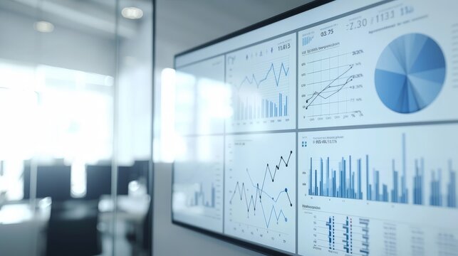 financial analysis with charts and graphs on white board