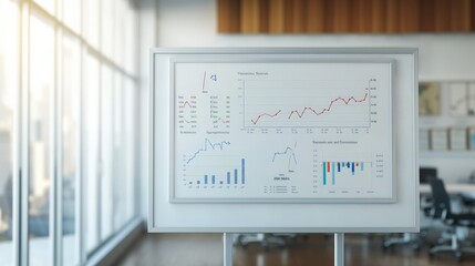 financial analysis with charts and graphs on white board