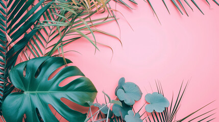 Plants with a pink background provide ample space for textual content in a lifestyle fashion banner Background