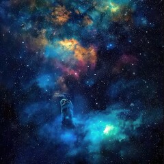 Fototapeta na wymiar The beauty of sparkling colorful nebulae in deep space is formed from low density dust and clouds, good for use for science, insight, web, advertising, blogs etc. Generative ai