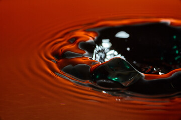 Vibrant Orange and Dark Green Water Splash Art, High-Speed Capture