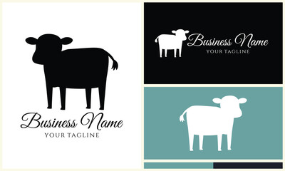 silhouette cow buffalo logo template