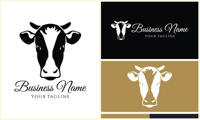 silhouette cow buffalo logo template