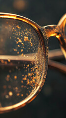 Close-Up of Dusty Glasses Lens - Detail and Texture Concept