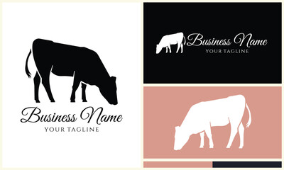 silhouette cow buffalo logo template