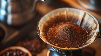 Coffee Pot Filled With Mixture of Coffee Beans, Aromatic Brew Ready to Be Made