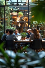 Naklejka premium Corporate Business Photography of a Project Status Update Meeting, Generative AI